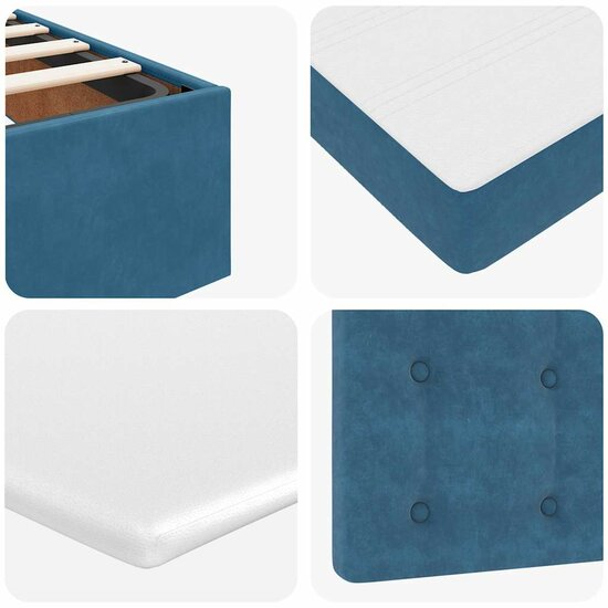 Ottoman Bed Met Matrassen En Led&#039;s 80X200Cm Fluweel 80 x 200 cm Donkerblauw