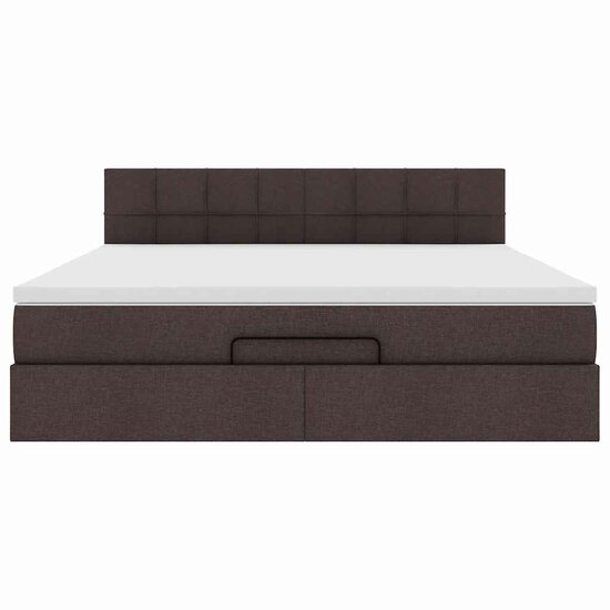 Ottoman Bed Met Matras En Led&#039;s 160X200Cm Stof 160 x 200 cm Donkerbruin