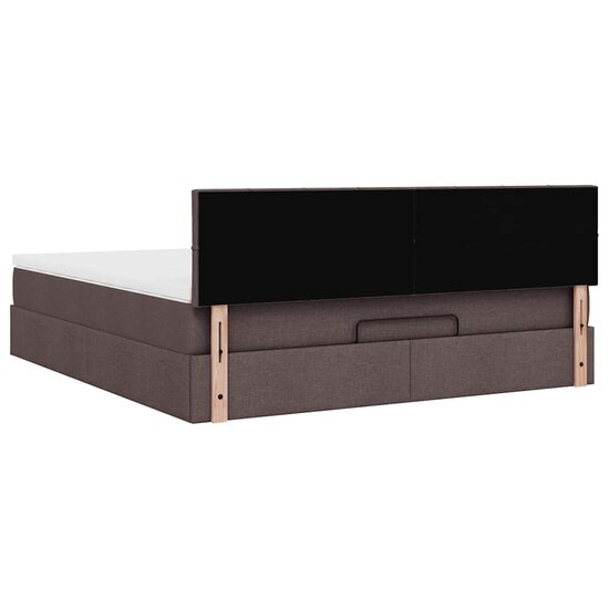 Ottoman Bed Met Matras En Led&#039;s 160X200Cm Stof 160 x 200 cm Donkerbruin