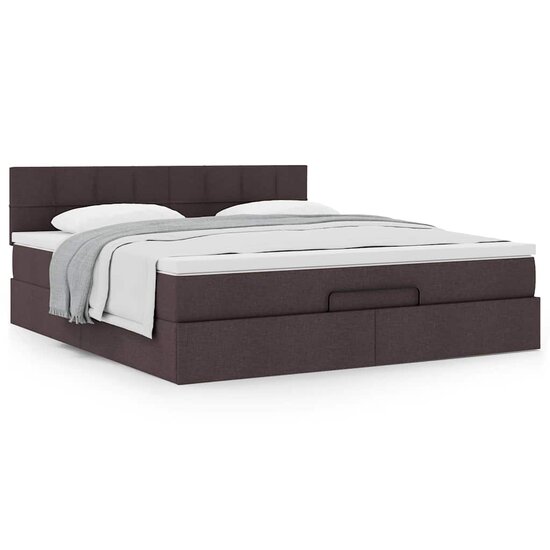 Ottoman Bed Met Matras 160X200Cm Stof 160 x 200 cm Donkerbruin