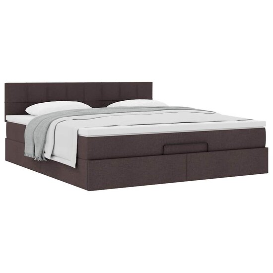 Ottoman Bed Met Matras 160X200Cm Stof 160 x 200 cm Donkerbruin