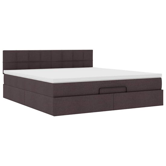 Ottoman Bed Met Matras 160X200Cm Stof 160 x 200 cm Donkerbruin