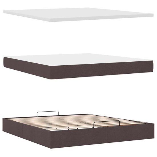 Ottoman Bed Met Matras 160X200Cm Stof 160 x 200 cm Donkerbruin
