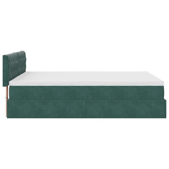 Ottoman Bed Met Matras 140X190Cm Fluweel 140 x 190 cm Donkergroen