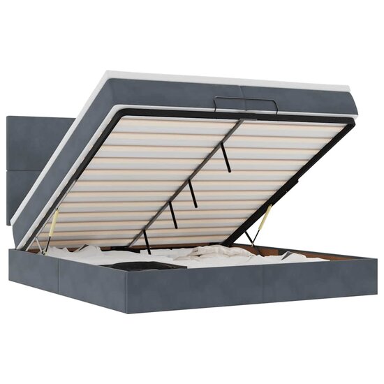 Ottoman Bed Met Matrassen 200X200Cm Fluweel 200 x 200 cm Donkergrijs