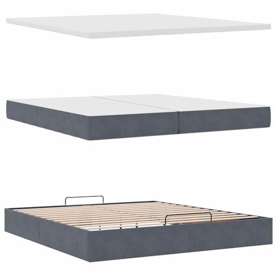 Ottoman Bed Met Matrassen 200X200Cm Fluweel 200 x 200 cm Donkergrijs
