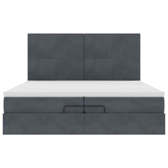 Ottoman Bed Met Matrassen En Led&#039;s 200X200Cm Fluweel 200 x 200 cm Donkergrijs