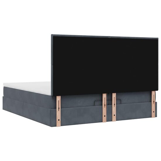 Ottoman Bed Met Matrassen En Led&#039;s 200X200Cm Fluweel 200 x 200 cm Donkergrijs
