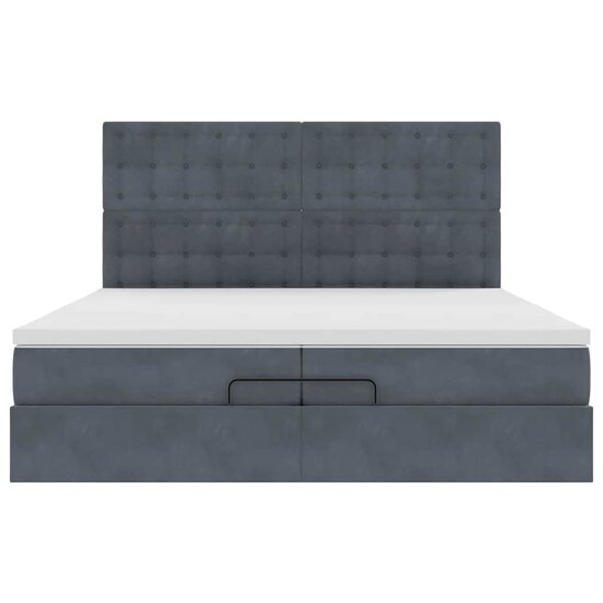 Ottoman Bed Met Matrassen En Led&#039;s 200X200Cm Fluweel 200 x 200 cm Donkergrijs