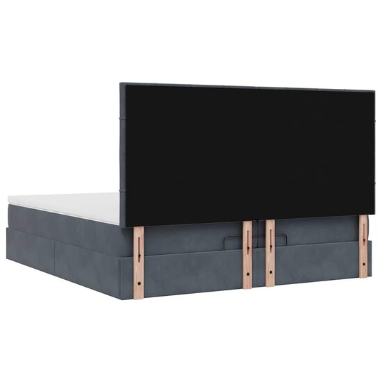 Ottoman Bed Met Matrassen En Led&#039;s 200X200Cm Fluweel 200 x 200 cm Donkergrijs