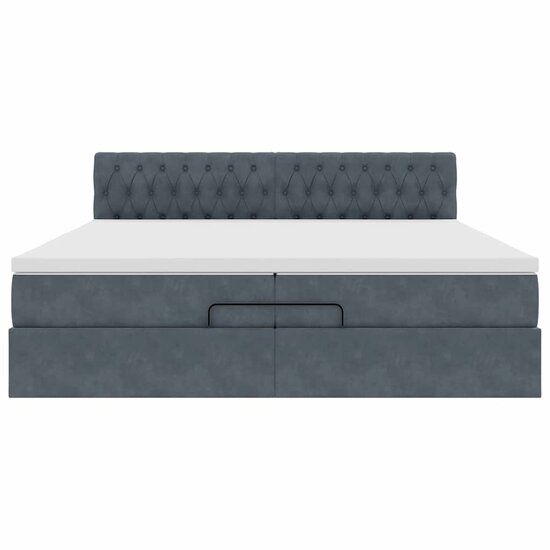 Ottoman Bed Met Matrassen En Led&#039;s 200X200Cm Fluweel 200 x 200 cm Donkergrijs