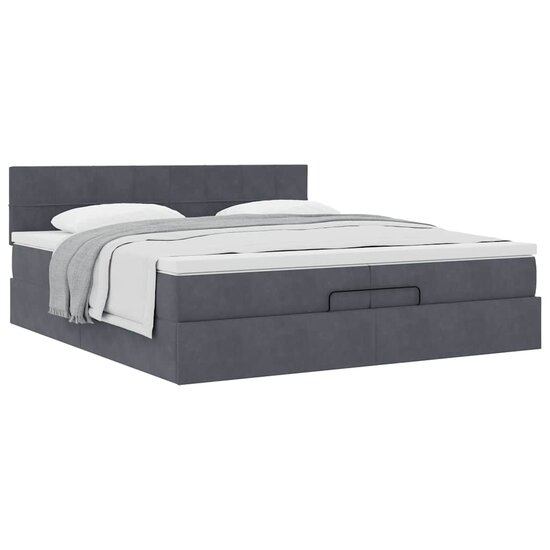 Ottoman Bed Met Matras Fluweel 200 x 200 cm Donkergrijs