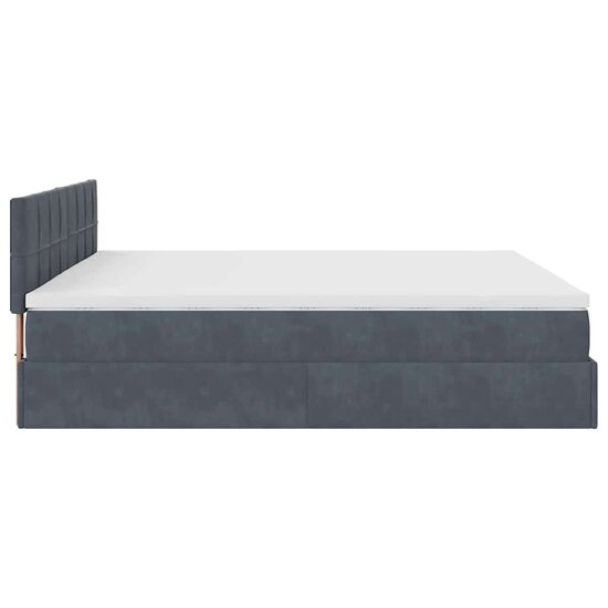 Ottoman Bed Met Matras Fluweel 200 x 200 cm Donkergrijs