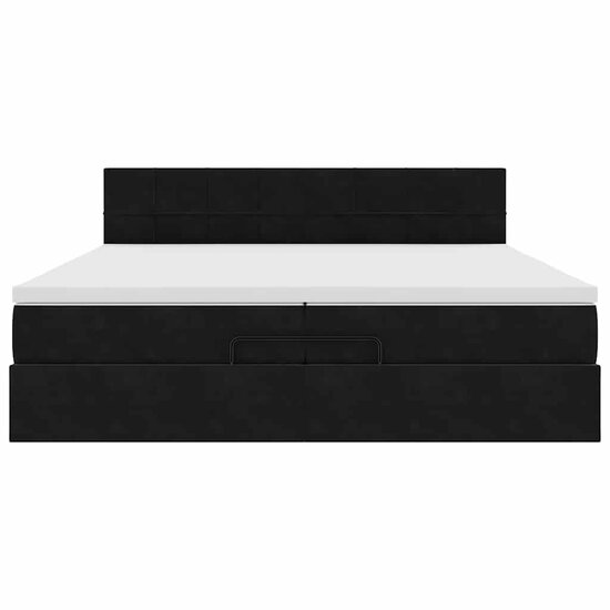 Ottoman Bed Met Matrassen En Led&#039;s 200X200Cm Fluweel 200 x 200 cm Zwart