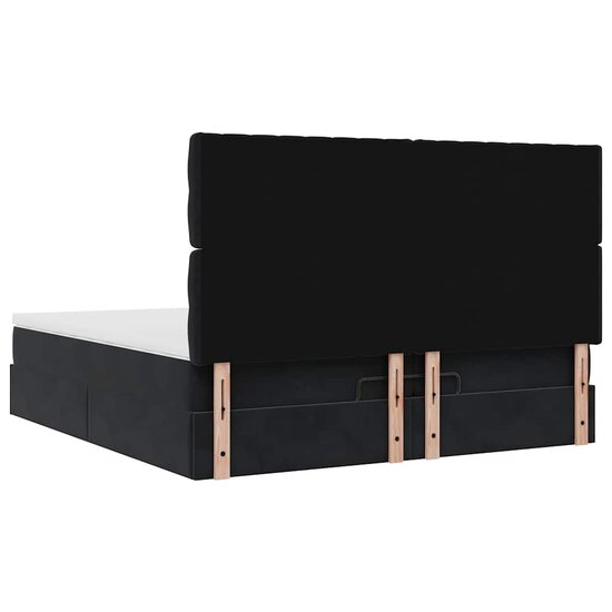 Ottoman Bed Met Matrassen 200X200Cm Fluweel 200 x 200 cm Zwart