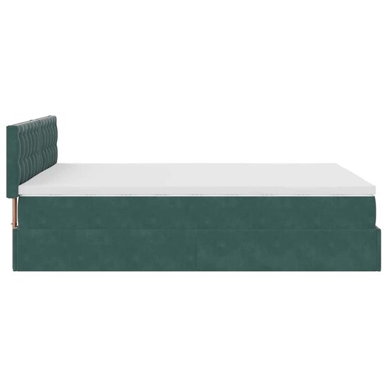 Ottoman Bed Met Matras En Led&#039;s 140X190Cm Fluweel 140 x 190 cm Donkergroen