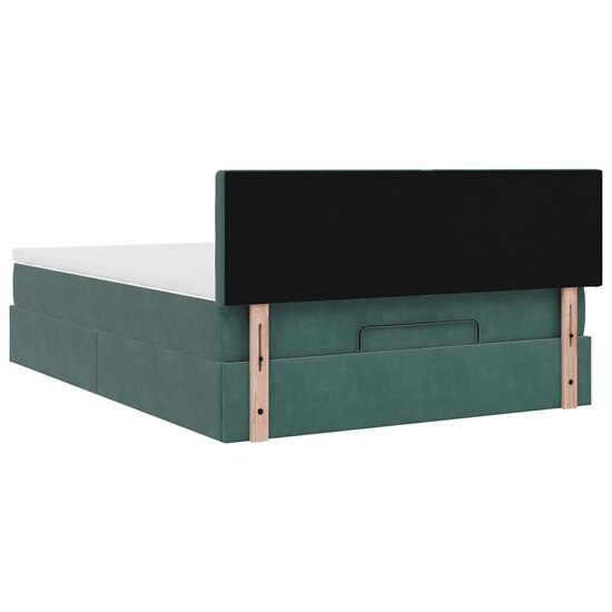 Ottoman Bed Met Matras En Led&#039;s 140X190Cm Fluweel 140 x 190 cm Donkergroen