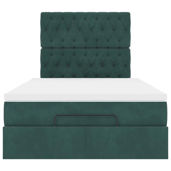 Ottoman Bed Met Matrassen En Led&#039;s 120X200Cm Fluweel 120 x 200 cm Donkergroen