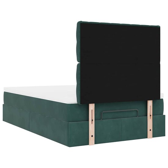 Ottoman Bed Met Matrassen En Led&#039;s 120X200Cm Fluweel 120 x 200 cm Donkergroen