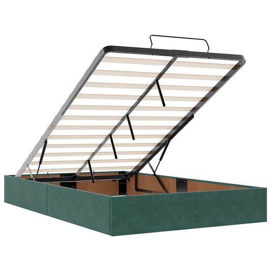 Ottoman Bed Met Matrassen En Led&#039;s 120X200Cm Fluweel 120 x 200 cm Donkergroen