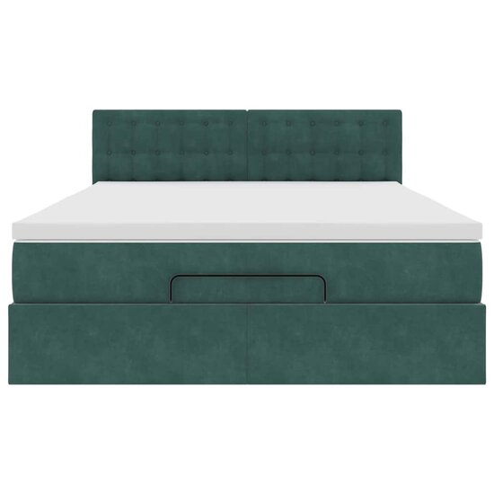 Ottoman bed met matras 140x190cm fluweel donkergroen