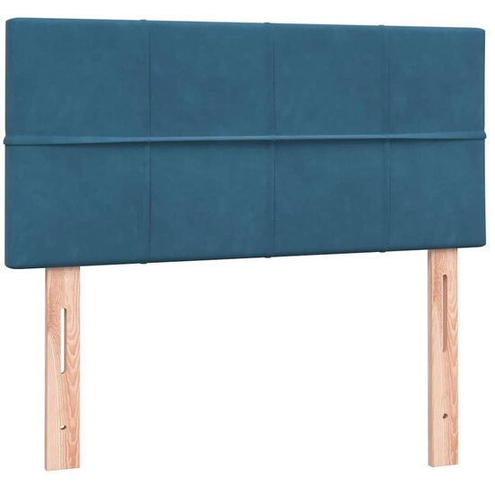 Boxspring met matras fluweel donkerblauw 90x220 cm