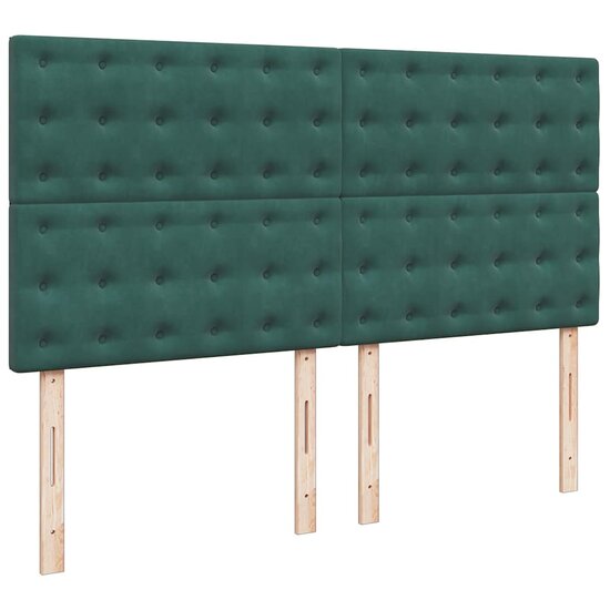Ottoman Bed Met Matrassen En Led&#039;s 200X200Cm Fluweel 200 x 200 cm Donkergroen