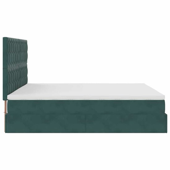 Ottoman Bed Met Matrassen En Led&#039;s 200X200Cm Fluweel 200 x 200 cm Donkergroen