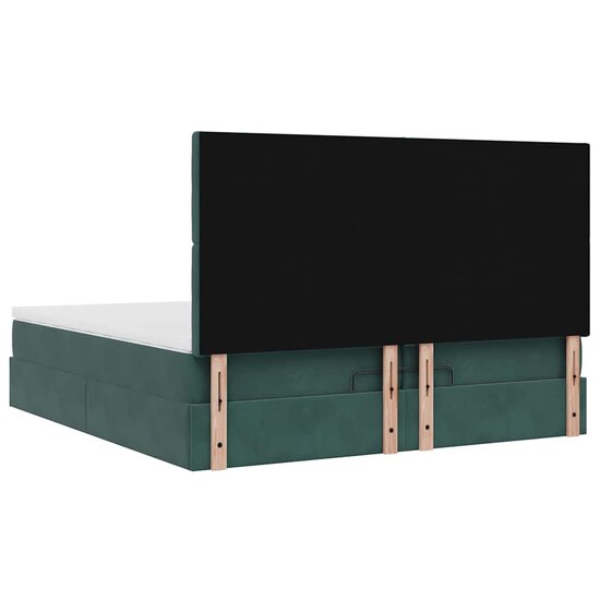 Ottoman Bed Met Matrassen En Led&#039;s 200X200Cm Fluweel 200 x 200 cm Donkergroen