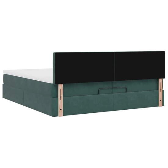 Ottoman Bed Met Matrassen En Led&#039;s 200X200Cm Fluweel 200 x 200 cm Donkergroen