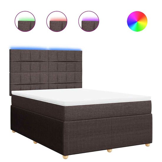Boxspring Met Matras Stof 160 x 200 cm Donkerbruin