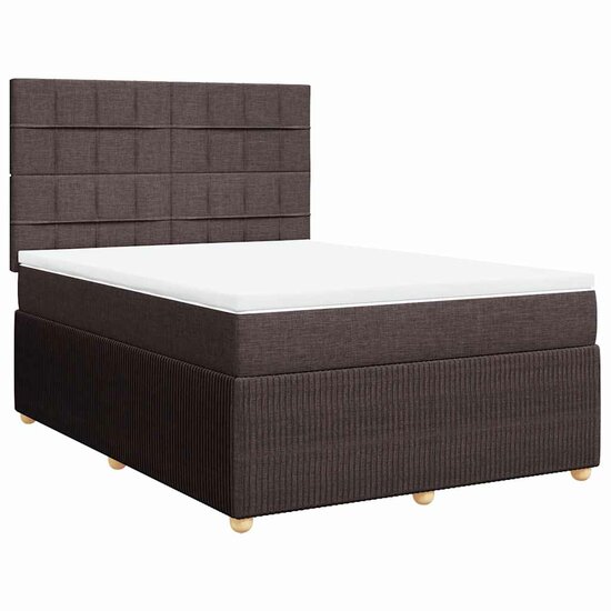 Boxspring Met Matras Stof 160 x 200 cm Donkerbruin