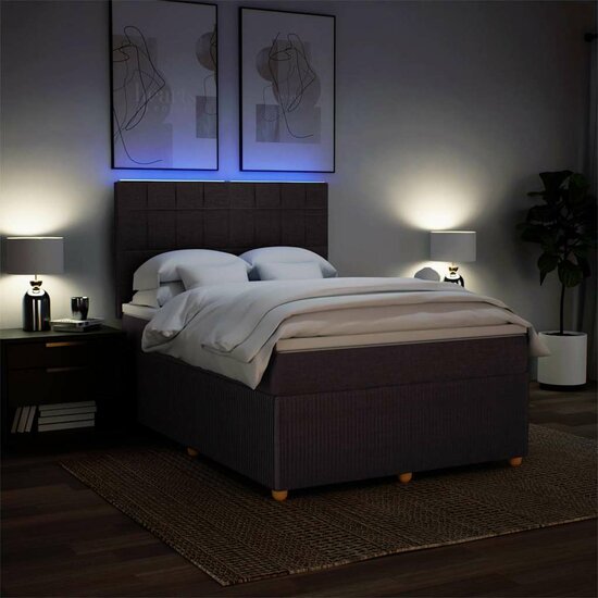 Boxspring Met Matras Stof 160 x 200 cm Donkerbruin