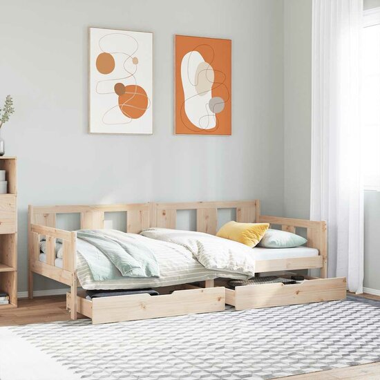 Slaapbank Met Lades Massief Grenenhout 90 x 200 cm