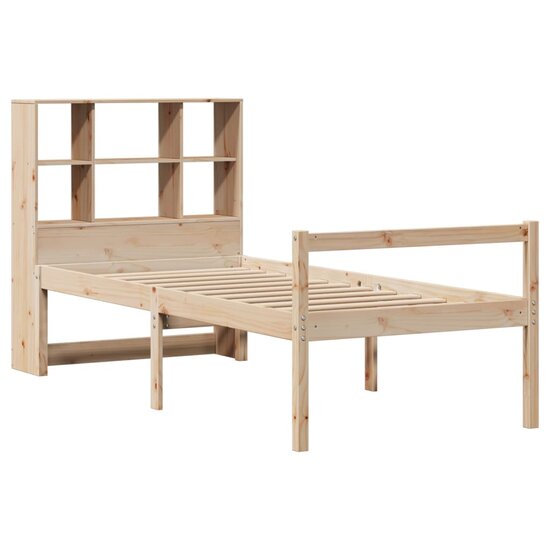 Bed Met Boekenkast Zonder Matras Massief Grenenhout 100 x 200 cm Naturel