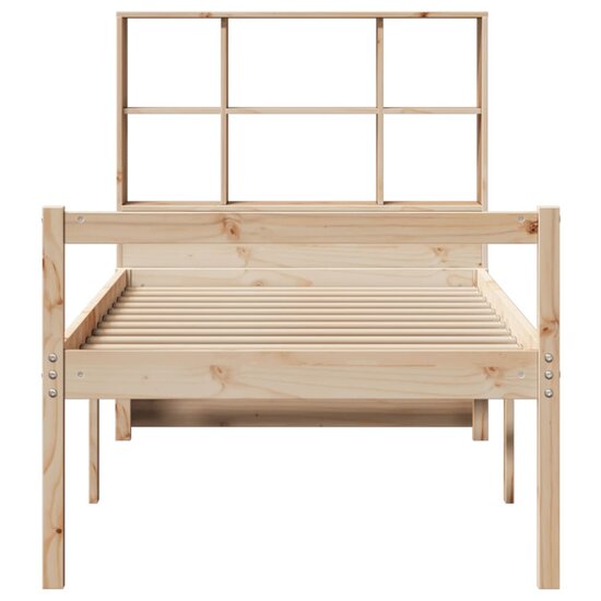 Bed Met Boekenkast Zonder Matras Massief Grenenhout 100 x 200 cm Naturel