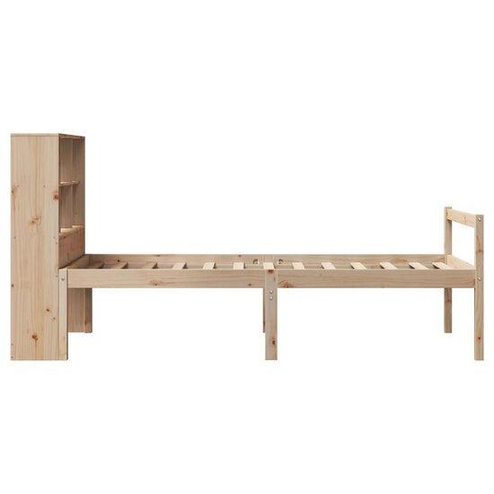 Bed Met Boekenkast Zonder Matras Massief Grenenhout 100 x 200 cm Naturel
