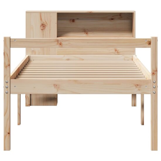 Bed Met Boekenkast Zonder Matras Massief Grenenhout 100 x 200 cm Naturel