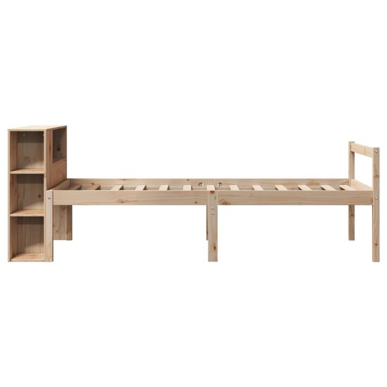 Bed Met Boekenkast Zonder Matras Massief Grenenhout 100 x 200 cm Naturel