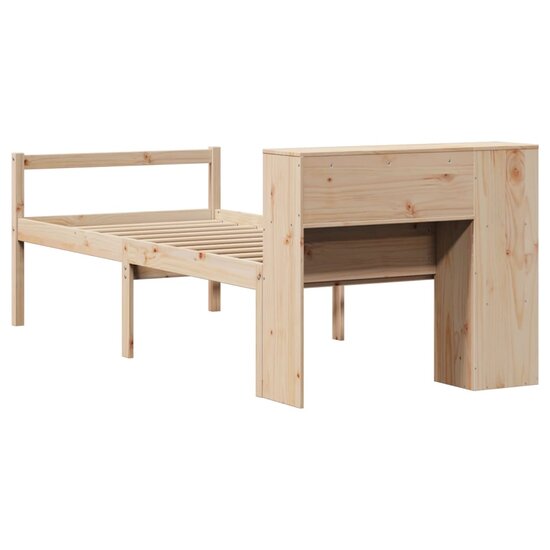 Bed Met Boekenkast Zonder Matras Massief Grenenhout 100 x 200 cm Naturel