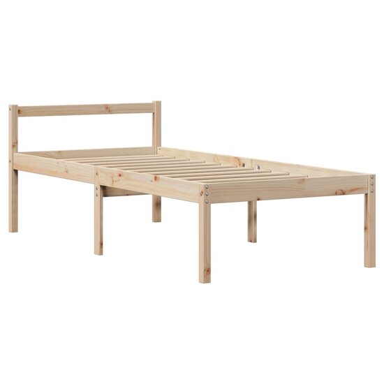 Bed Met Boekenkast Zonder Matras Massief Grenenhout 100 x 200 cm Naturel