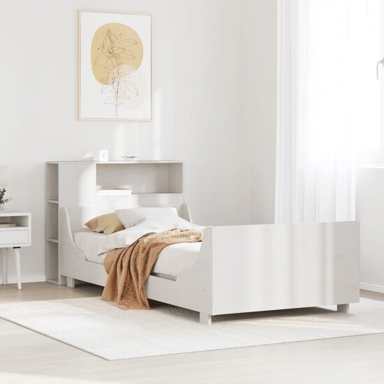 Bedframe Zonder Matras Massief Grenenhout 90 x 200 cm Wit