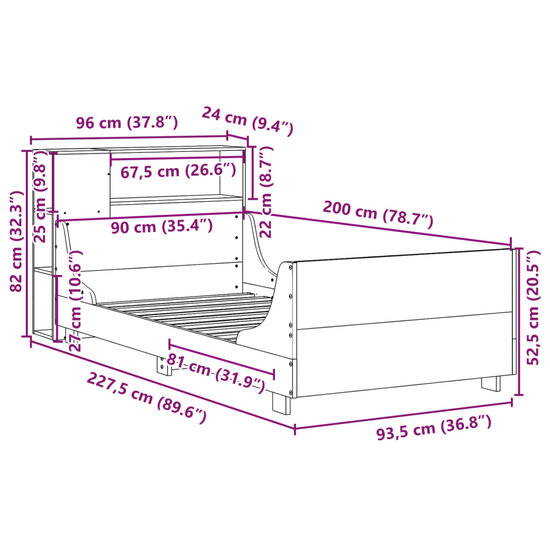 Bedframe Zonder Matras Massief Grenenhout 90 x 200 cm Wit