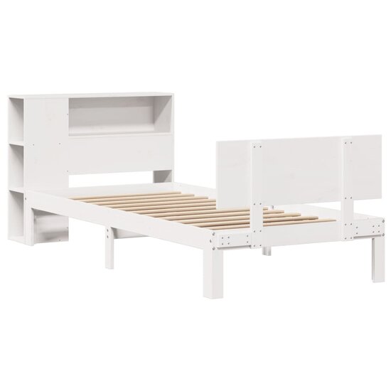 Bed Met Boekenkast Zonder Matras Grenenhout 90 x 190 cm Wit
