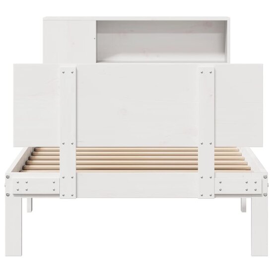 Bed Met Boekenkast Zonder Matras Grenenhout 90 x 190 cm Wit