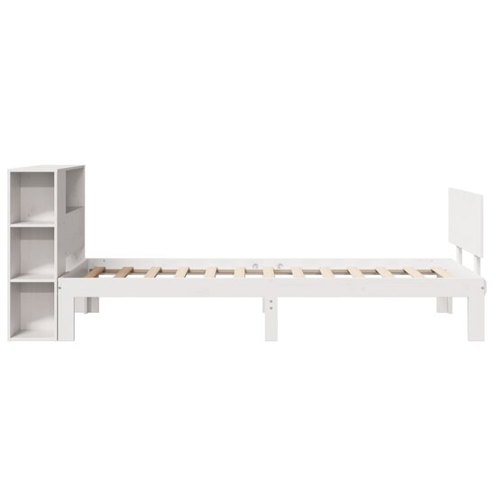 Bed Met Boekenkast Zonder Matras Grenenhout 90 x 190 cm Wit