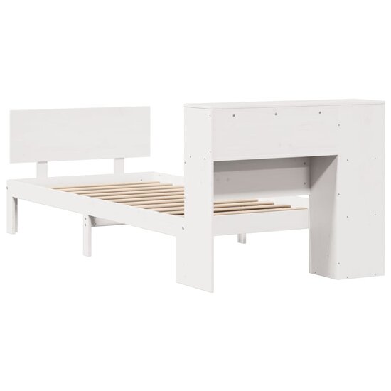Bed Met Boekenkast Zonder Matras Grenenhout 90 x 190 cm Wit