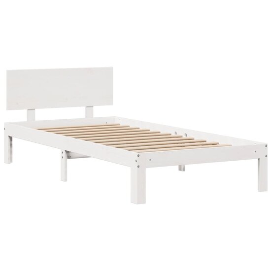 Bed Met Boekenkast Zonder Matras Grenenhout 90 x 190 cm Wit
