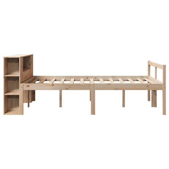 Bed Met Boekenkast Zonder Matras Massief Grenenhout 120 x 190 cm Naturel