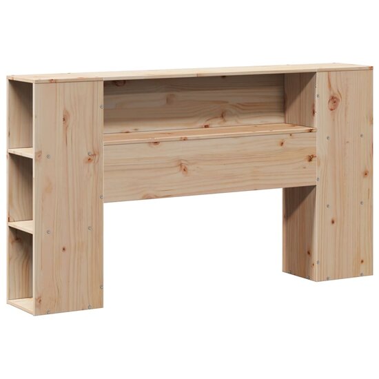 Bed Met Boekenkast Zonder Matras Massief Grenenhout 120 x 190 cm Naturel